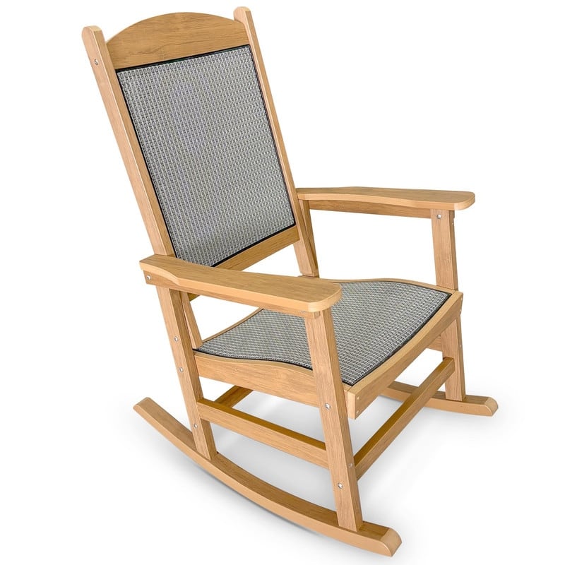 Outdoor Rocking Chair with High-Strength Textilene Backrest and Seat, Brown