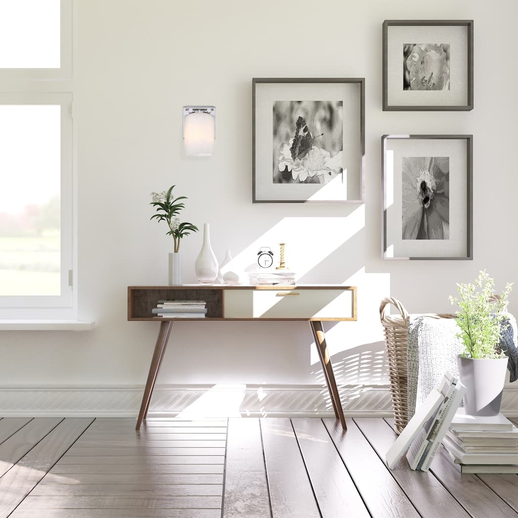 Bluestone Ridge 6 in. 1-Light Brushed Nickel Indoor Wall Sconce Light for Bathrooms - 9.25