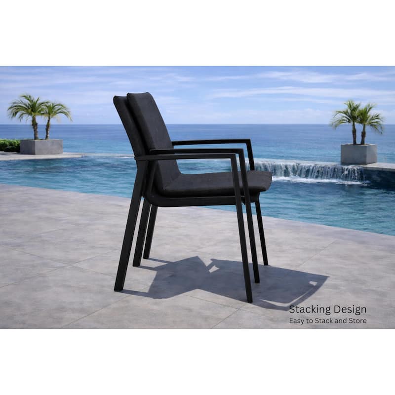 Dekota Dark Grey 11-Piece Aluminum Outdoor Dining Set with Sling Set in Midnight Grey - N/A