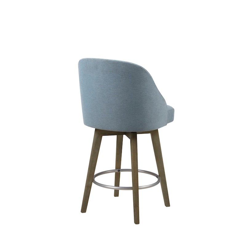Madison Park Pearce Swivel Upholstered Counter Stool with Solid Wood Legs & Metal Footrest