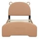 preview thumbnail 12 of 22, Upholstered Platform Bed, Bear-shaped Headboard, Footboard with Pocket, Wood Panel Bed for Kids Girls Boys