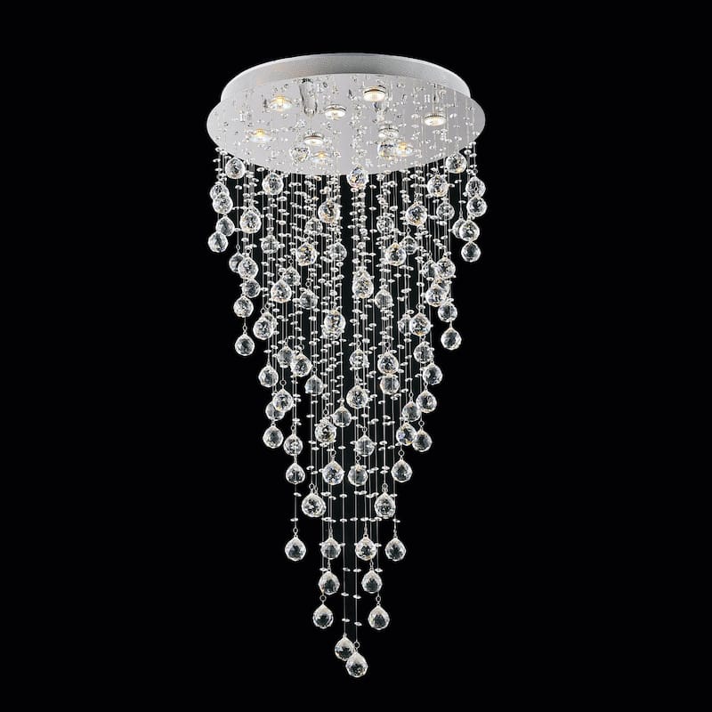 Rain Drop 9 Light Flush Mount With Chrome Finish - Chrome