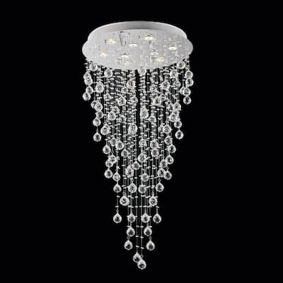 Rain Drop 9 Light Flush Mount With Chrome Finish
