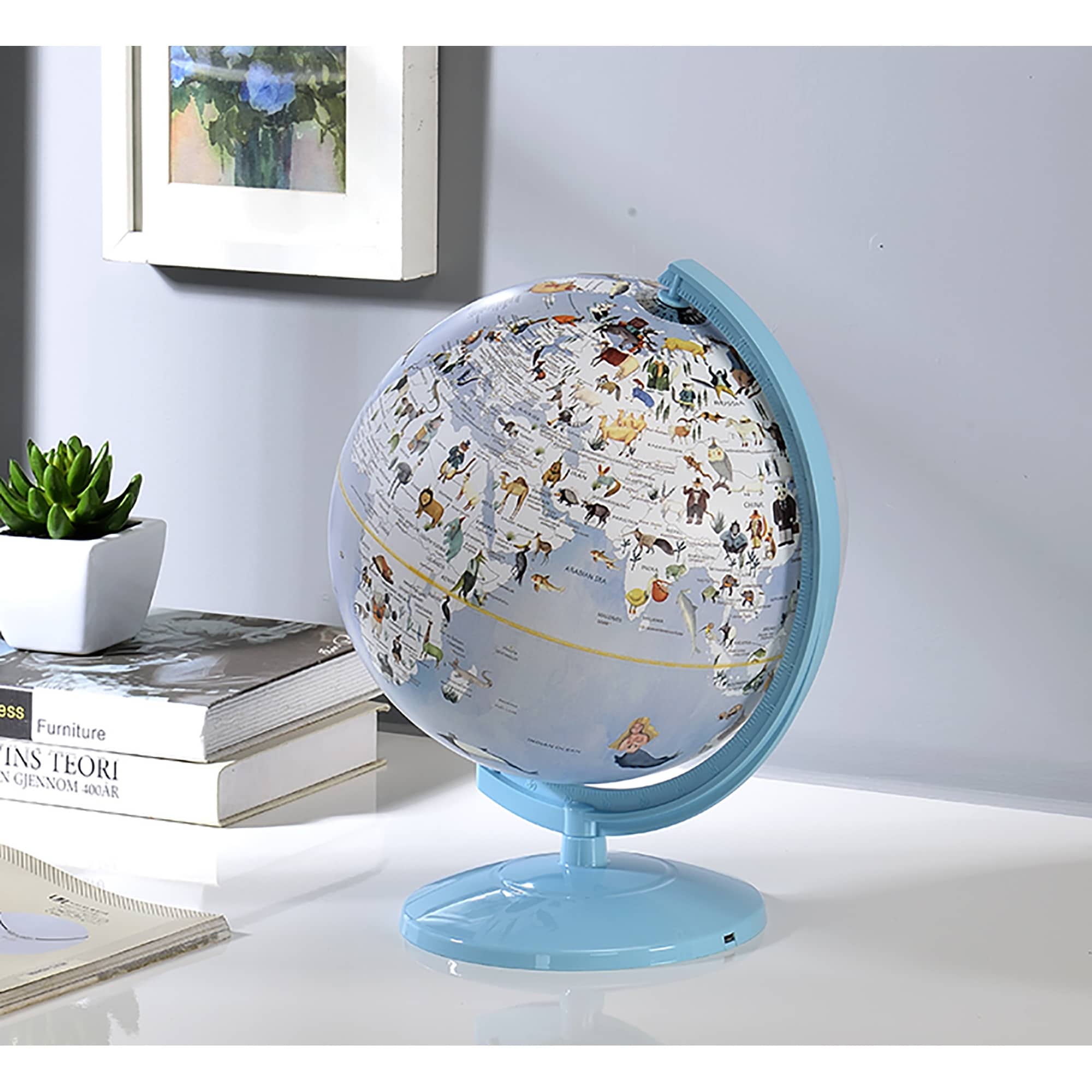 12.75 in. Animals Atlas World Globe Night LIght