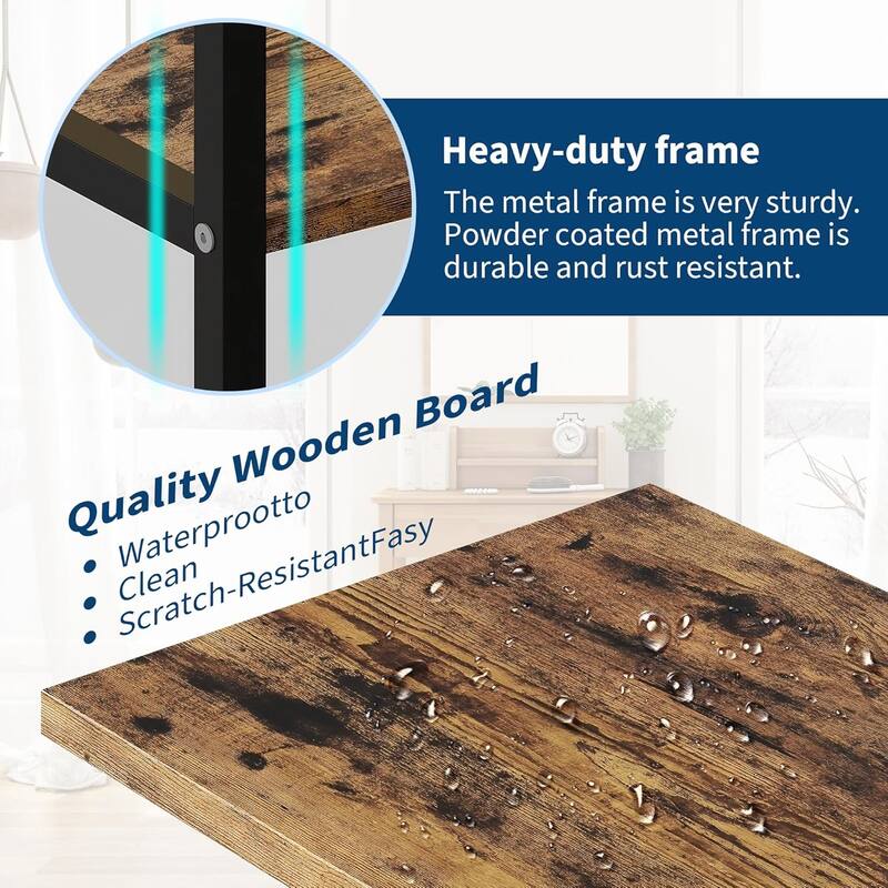 Triple Column 5-Tier Bookshelf, Rustic Industrial Bookshelf with Frame