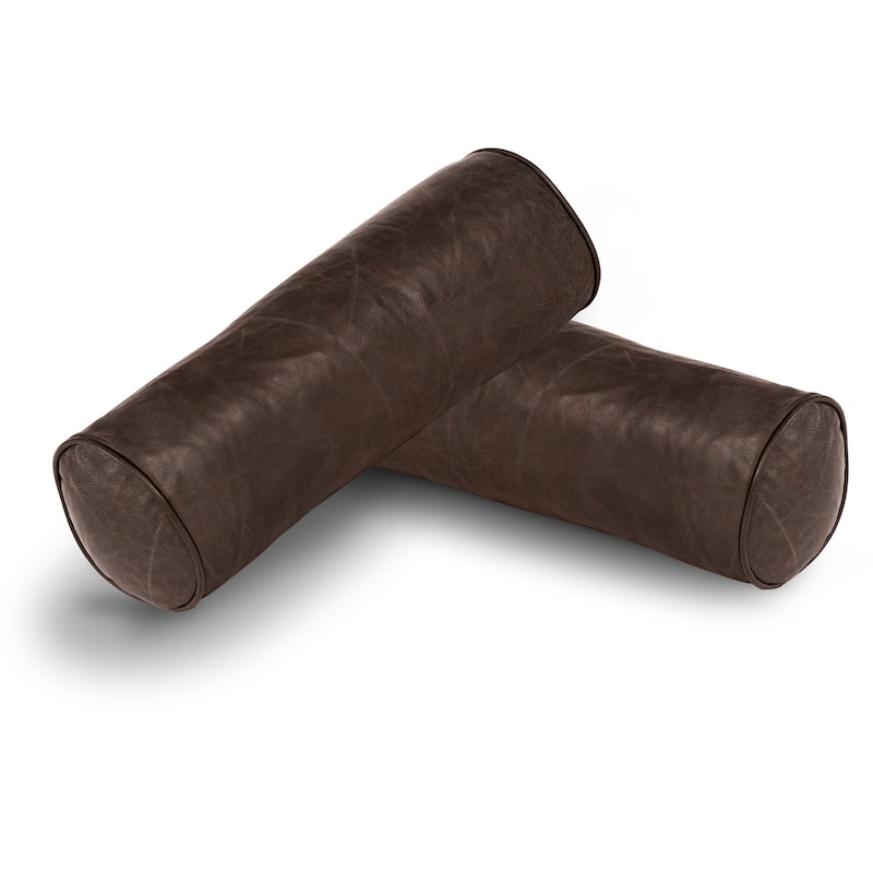 Poly and Bark Napa Leather Bolster Pillow (Set of 2)