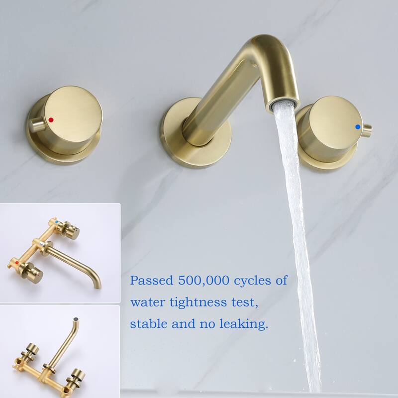Modland Wall Mounted 3-Hole Bathroom Sink Faucet Widespread with 2 Handles