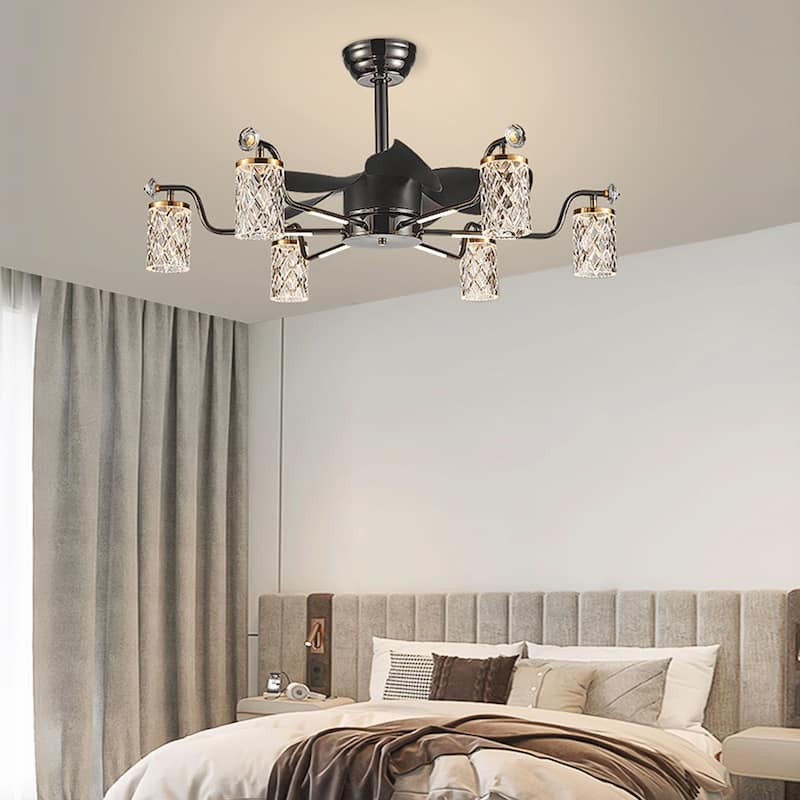 Modern Fandelier with Light and Remote, Modern luxury LED Chandelier Ceiling Fan for Living Room