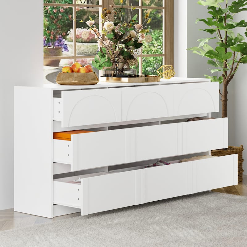 White 9-Drawer Chest of Drawers with Stylish Design and Anti-Tip Feature