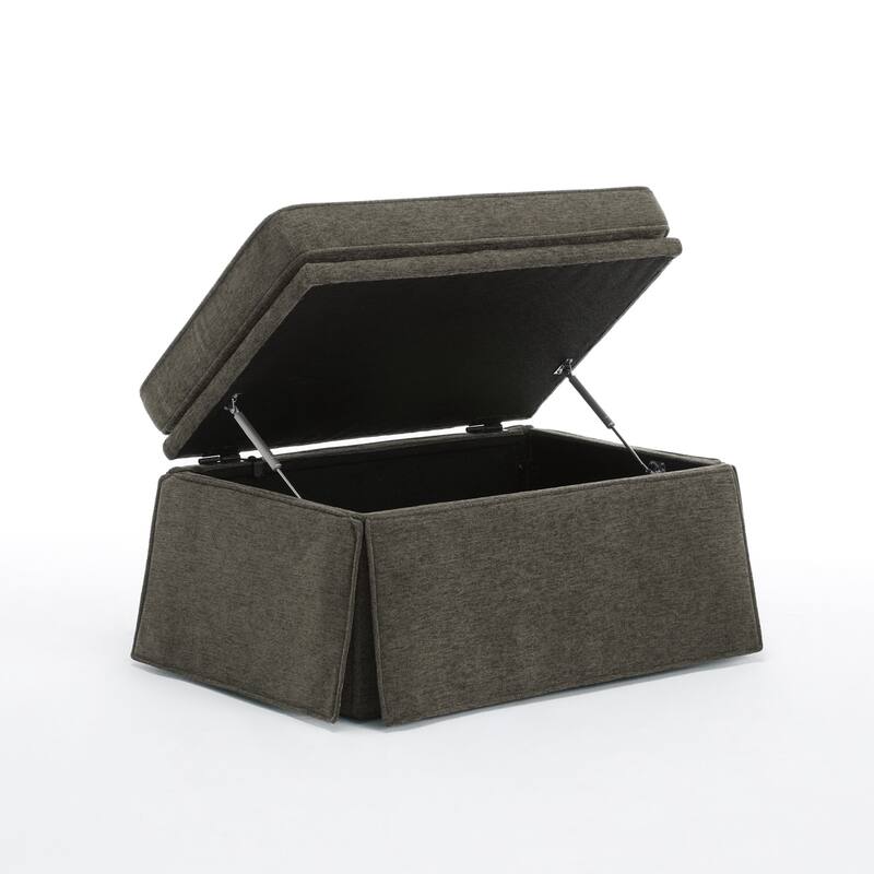 Rectangle Chenille Upholstered Storage Ottoman