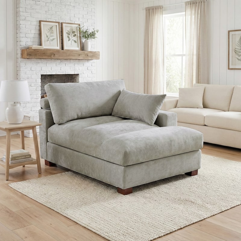 42"W Chenille Upholstered Chaise Lounge