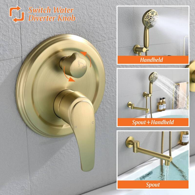Wall Mounted Tub Filer With Hand Shower Single Handle Tub Faucet With sprayer Modern Bathtub Faucet Set With Tub Spout And Valve