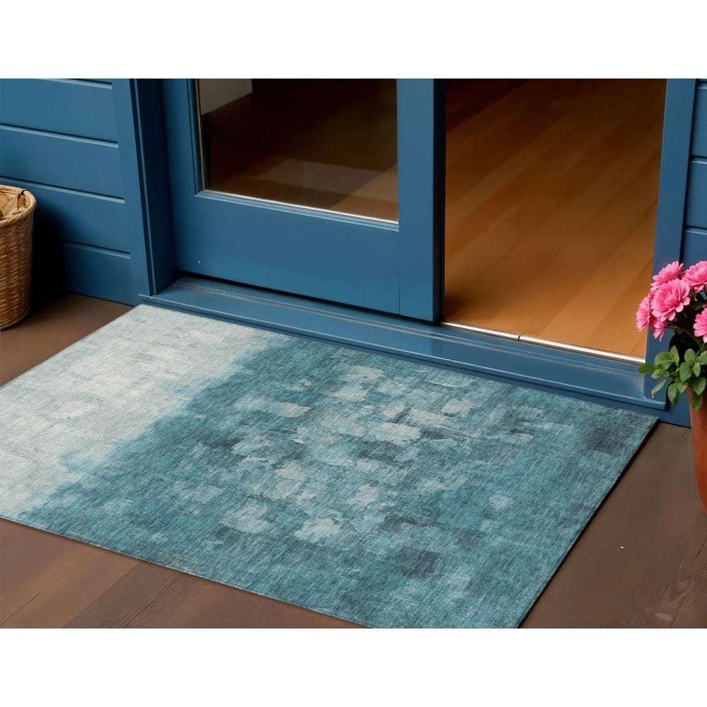 HomeRoots Abstract Transitional Rectangle Outdoor Rug