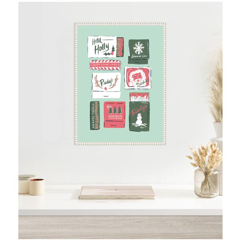 Kate and Laurel Sylvie Beaded Holiday Matchbooks Framed Canvas by Krissy Mast
