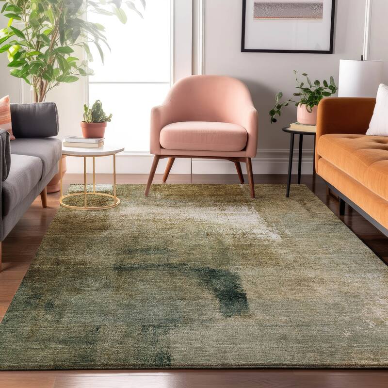 Premium Washable Super Soft Brushstrokes Abstract Mayfield Rug - Brown - 3' x 5' - Rectangle