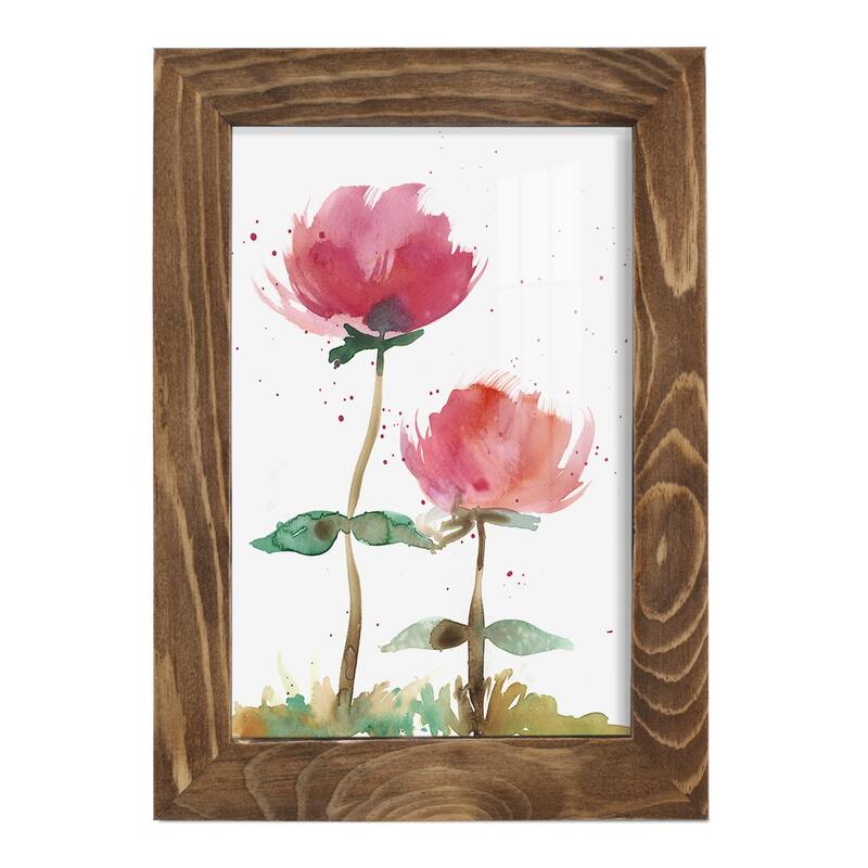 Pink Fleurs I -Framed Print w/glass-Cherry Red