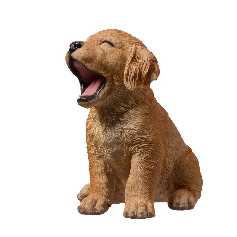 Yawning Golden Retriever Outdoor Garden Statue - 6.5"