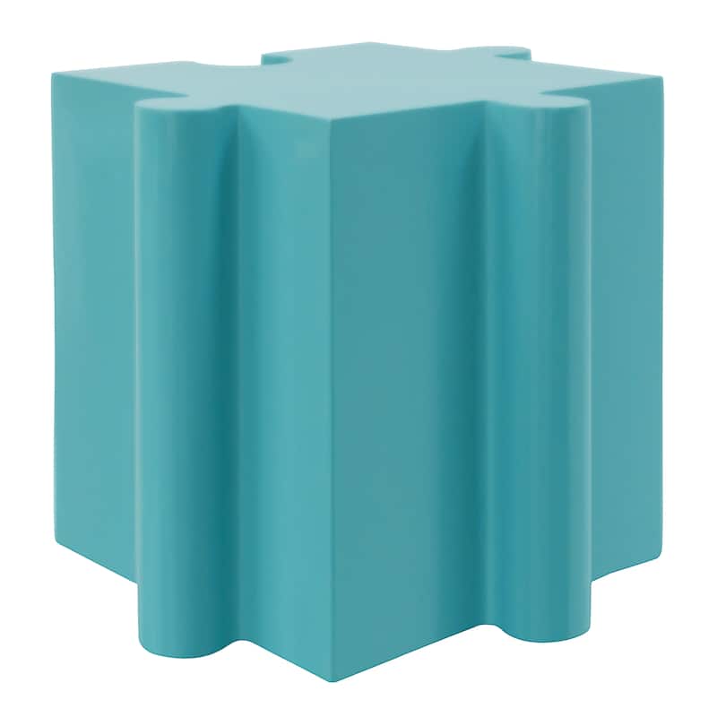 Christopher Knight Home - Sandy Puzzle Art Modern Outdoor Side Table with Modular Convex Edge Design - Light Blue