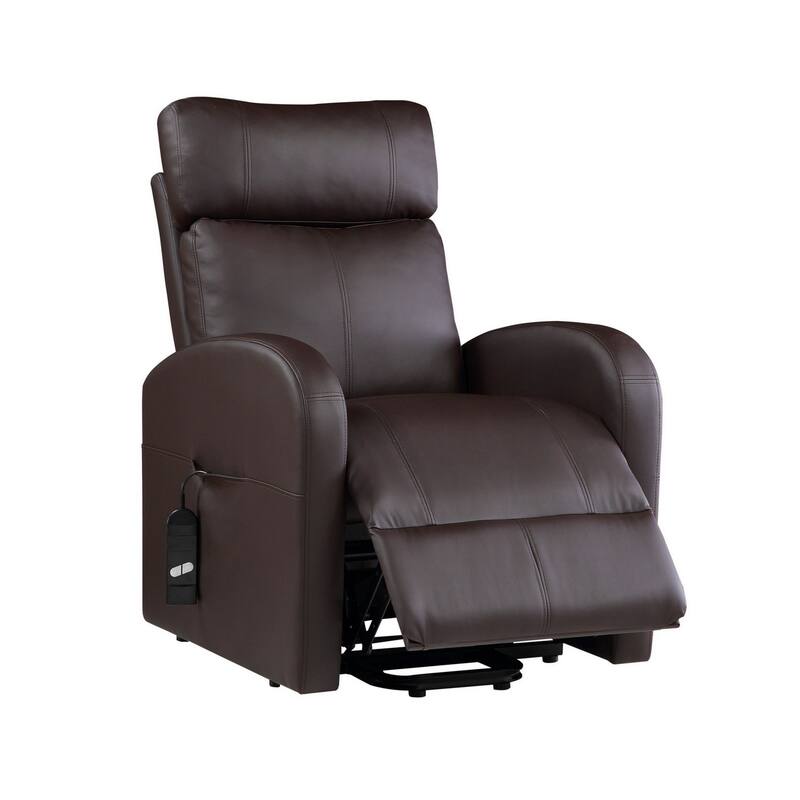 Power Lift Recliner Chair with Faux Leather and Wired Controller, Brown