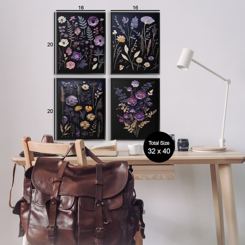 Stupell Dimensional Cottage Flower Sprigs Framed Giclee Art Design By Heidi Kuntz (Set of 4)