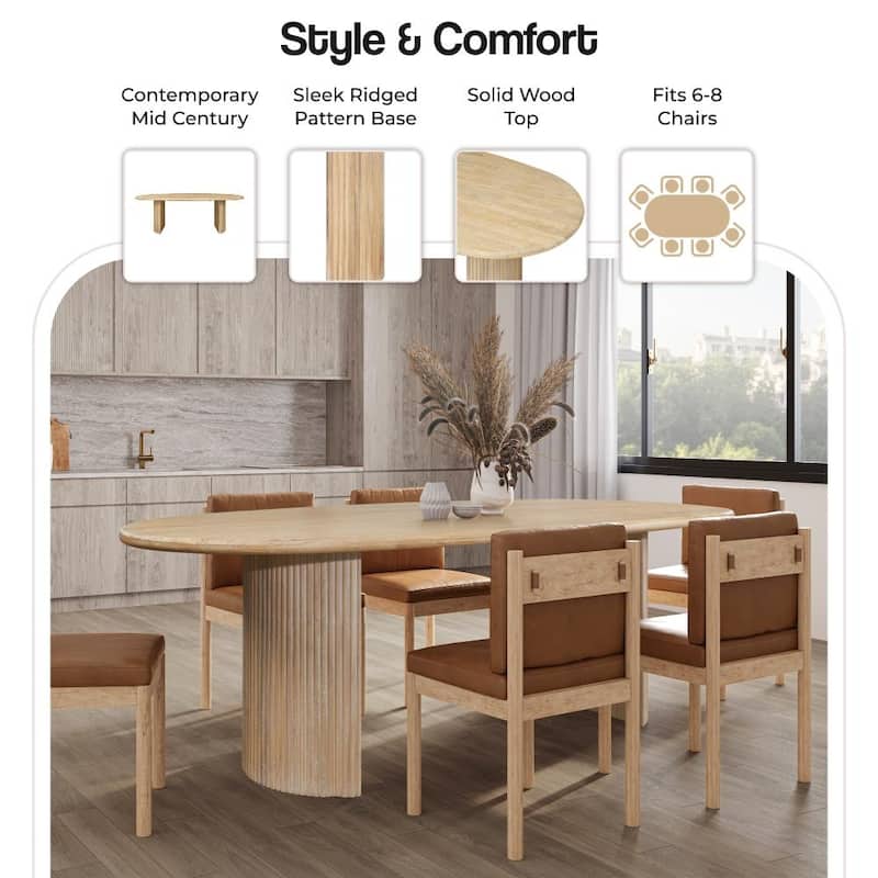 NPD Furniture Aniston 92.5 Inch Oval Dining Table - Natural Whitewash