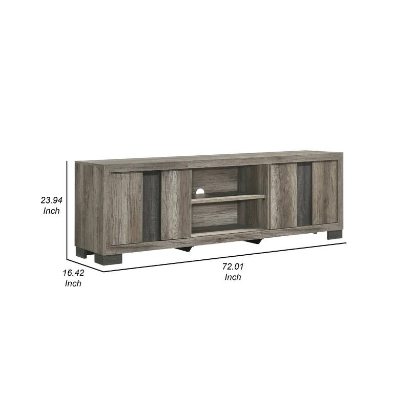 Amey TV Stand Media Cabinet, 2 Sliding Door and 2 Shelves, Gray Wood