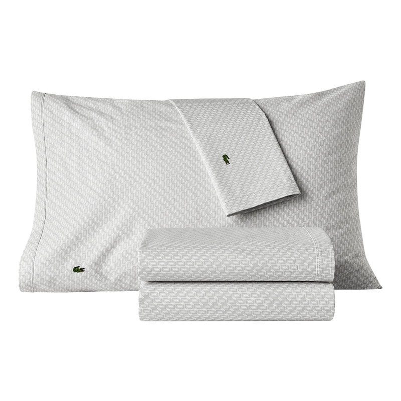 Lacoste Mini Geo Logo Percale Cotton 4-Piece Sheet Set