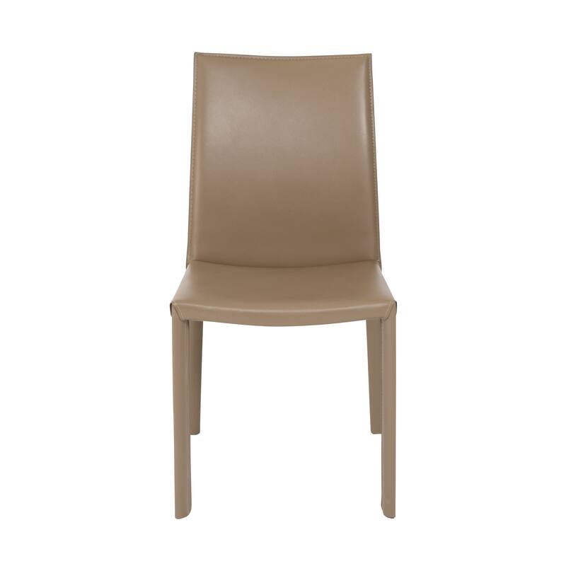 HomeRoots Set of Two Taupe Upholstered Leather Dining Side Chairs - 19.30 in. x 35.04 in. x 20.87 in.