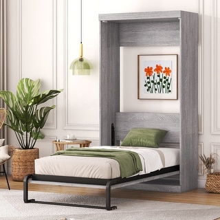 Twin Size Murphy Bed Frame, Modern Wall Bed Can Be Folded into a