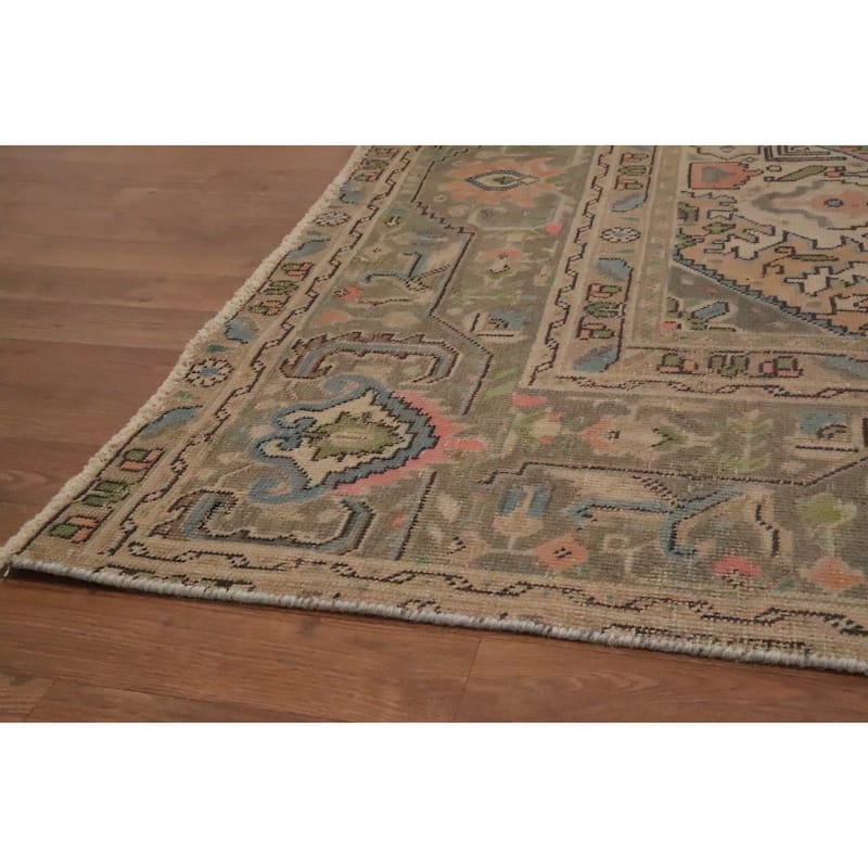 Hand Knotted Oriental 100% Wool Carpet Traditional Floral Oranges & Rust Tabriz Area Rug - 12' 6'' X 9' 1''