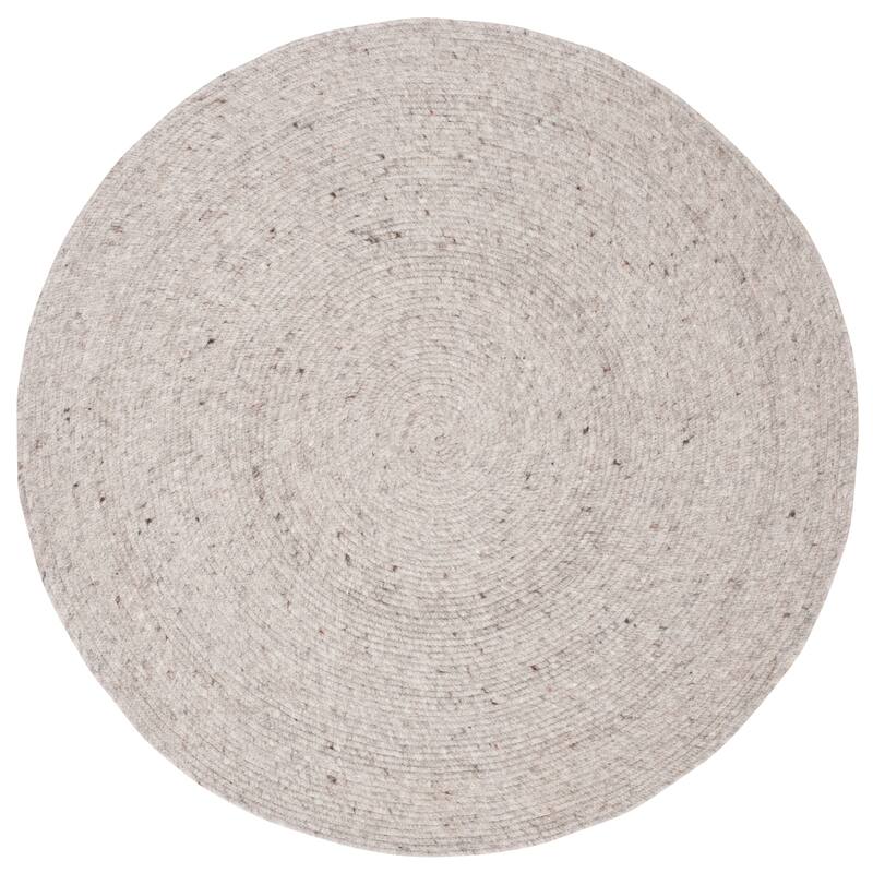 SAFAVIEH Handmade Braided Hande Country Wool Rug - 3' Round - Light Grey