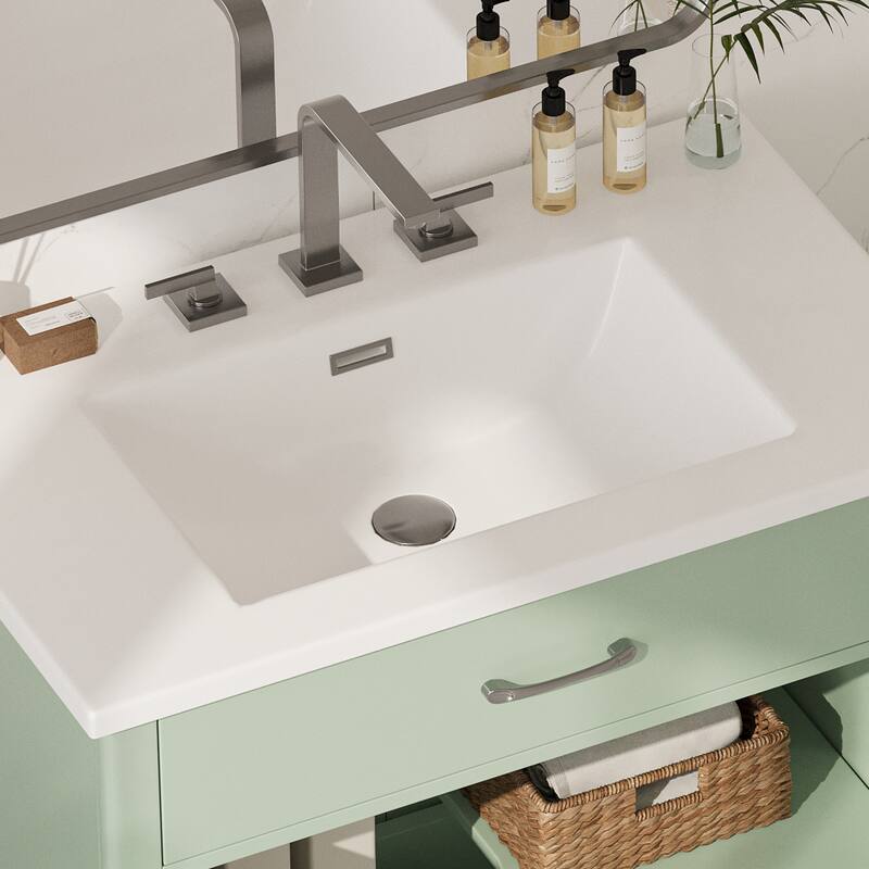 Christopher Knight Home - Alaric 31" Bathroom Vanity with Ceramic Sink and Tempered Glass Door