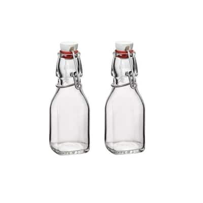 Bormioli Rocco Square 4.25 Oz Swing Top Glass Bottles Set