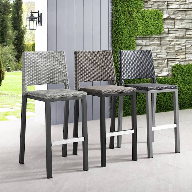 Plymouth Patio Aluminum 30inch Outdoor Wicker Bar Stools (Set of 4) by