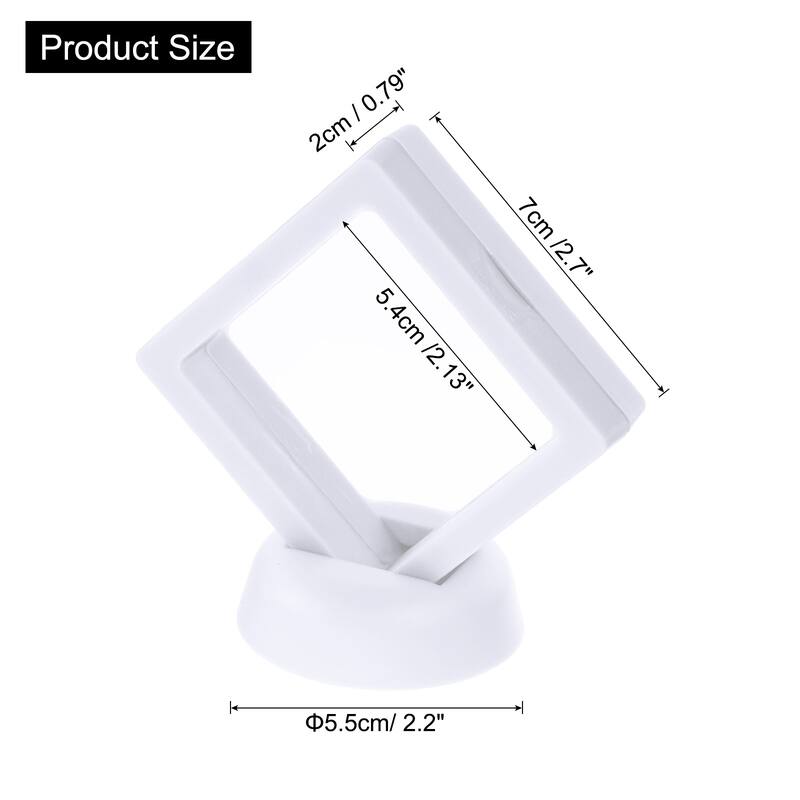 12 Pcs 3D Floating Display Case, Display Holder PE Jewelry Storage Box - White - 2.76 x 2.76 Inch