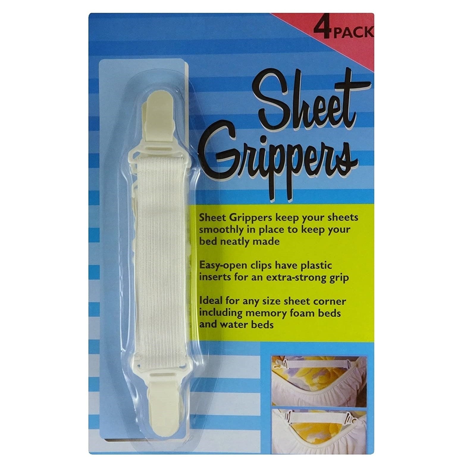 Sheet Grippers - Elastic Bed Sheet Suspender Clips - Fits Any Size Mattress  - 4 Pack - On Sale - Bed Bath & Beyond - 32889914