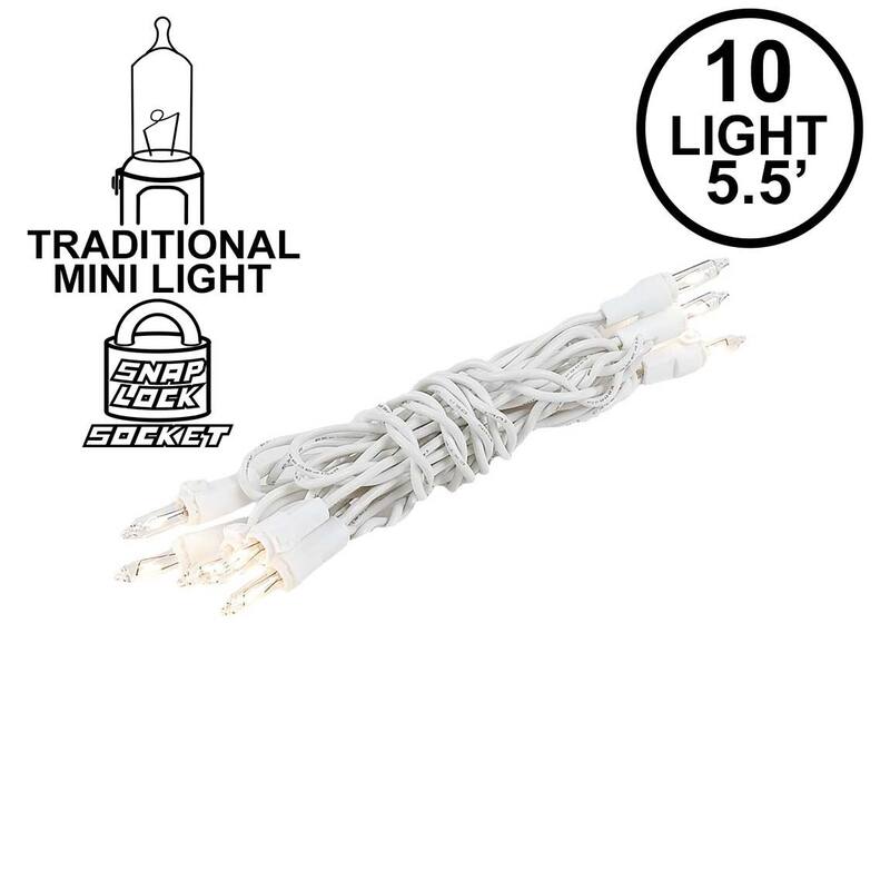 10 Light Clear Christmas Craft Mini Light Set, White Wire, 4' Long