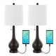 preview thumbnail 15 of 28, Grant 24" Modern Classic Gourd Iron LED Table Lamp with Pull-Chain with Dual USB Charging Port, by JONATHAN Y (Set of 2)
