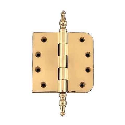 Bright Brass Cabinet Door Hinge 4" with Removable Stainless Steel Temple Tip Pins and Hardware Renovators Supply