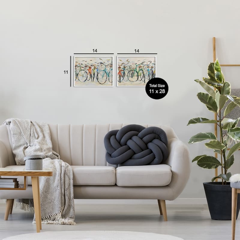 Stupell Dynamic Bicycles on Beige Framed Giclee Art Design By Dusza (Set of 2)