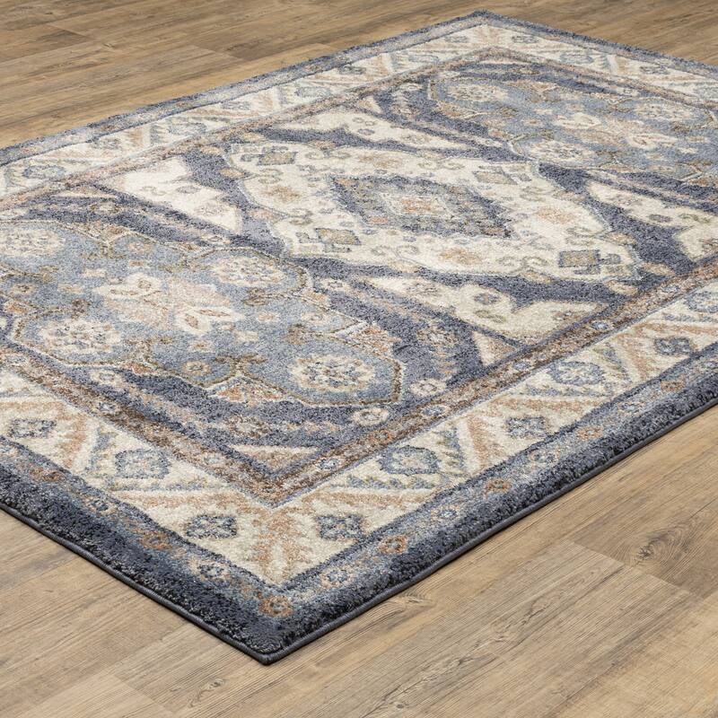 ROW Gemma Triple Medallion Traditional Blue/Rust Area Rug