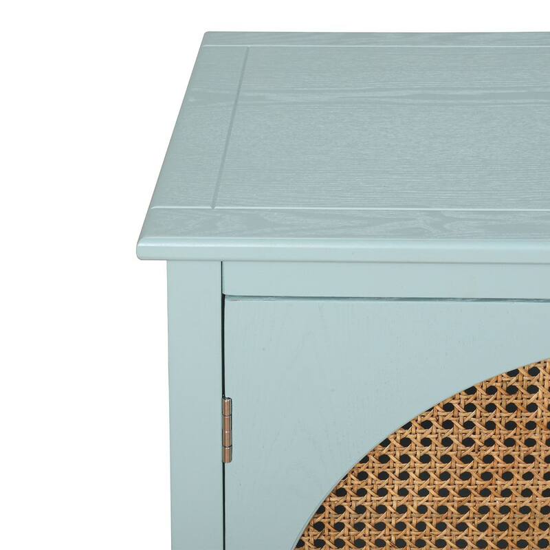 Woven Rattan Wicker Doors Accent Cabinet Sideboard
