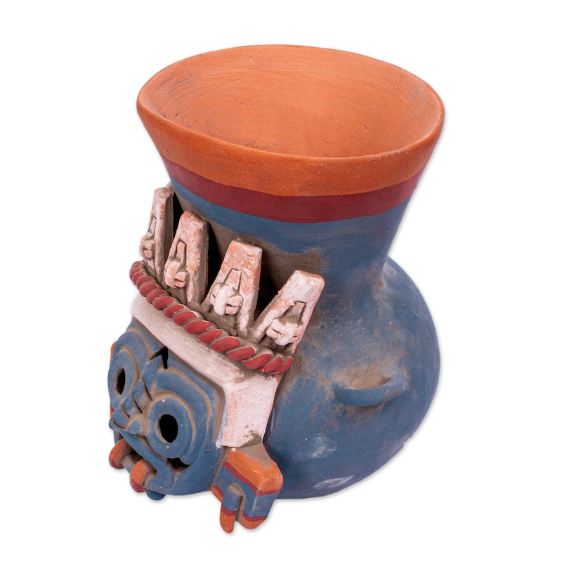 Novica Handmade Tlaloc Replica Ceramic Vessel