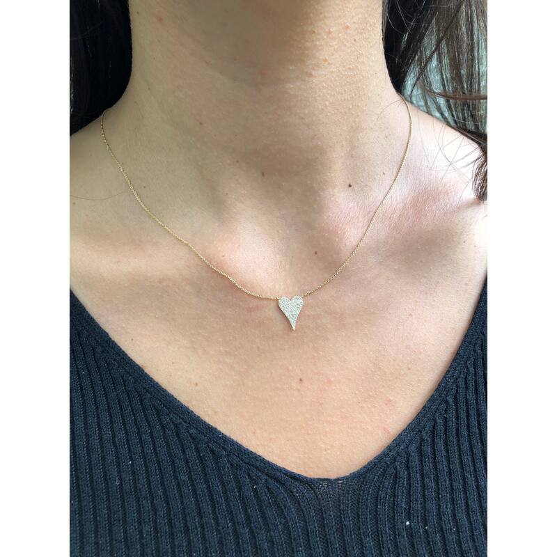 Joelle Collection Joelle Collection Diamond Pave Heart Pendant Necklace 1/5 ct.14K White Gold