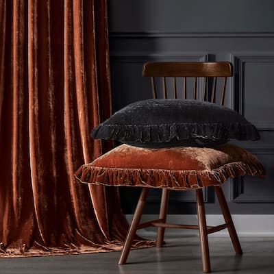 HiEnd Accents Stella Faux Silk Velvet Romantic Western Ruffled Euro Sham, 27"x27"