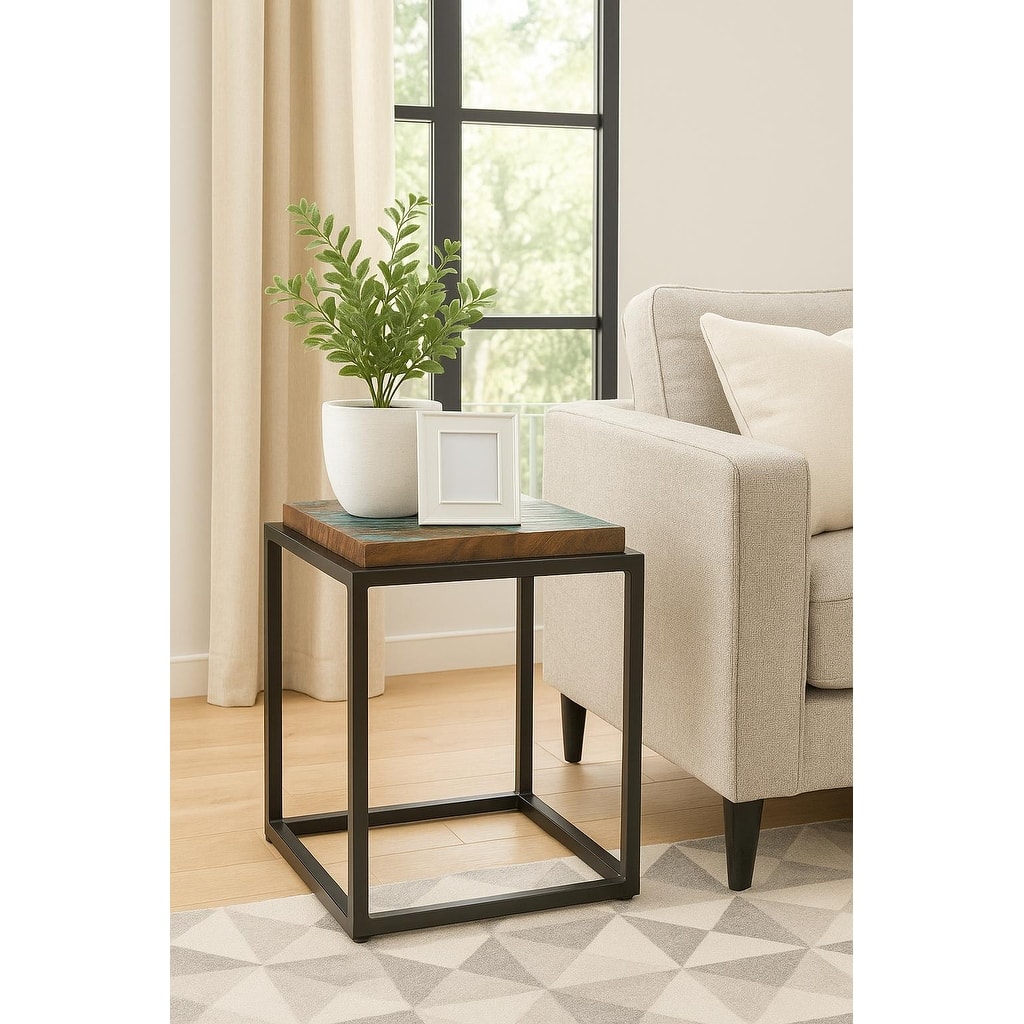 Assam End table with reclaimed wood top