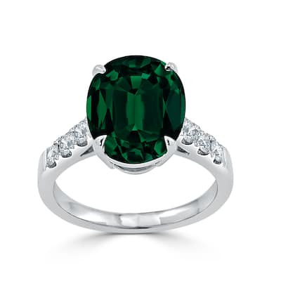 Auriya 3 3/4ct Oval-cut Emerald and Diamond Ring 3/8ctw 18K Gold