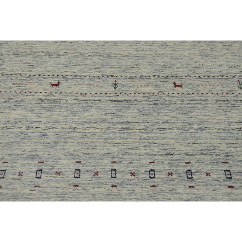Hand Knotted Oriental 100% Wool Carpet Tribal Animal Pictorial Beige & Ivories Gabbeh Area Rug - 7' 9'' X 5' 1''