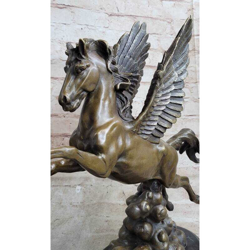 Flying Pegasus Winged Imitative Horse Greek Mythology Bronze Statue Sculpture Signed 15 Inches X 14 Inches