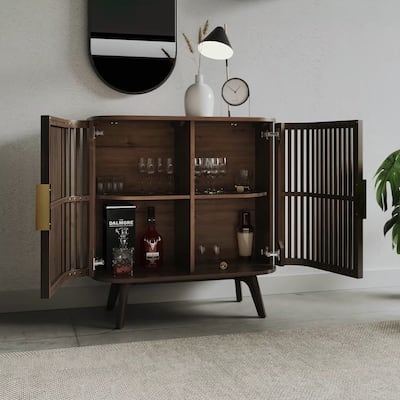 Studio London Sierra 2-Door Mid Century Cabinet 37" Wood with Shelves